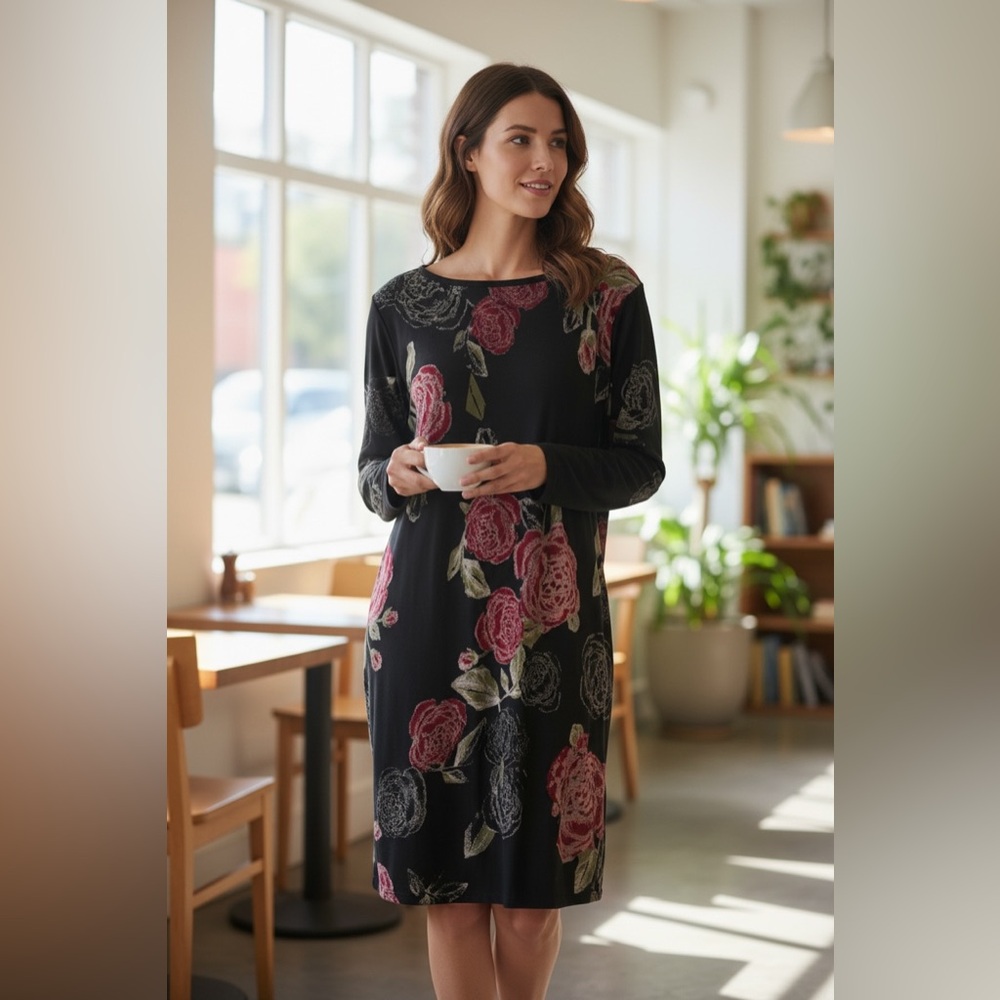 Lularoe Elegant Debbie with Roses - Size Medium